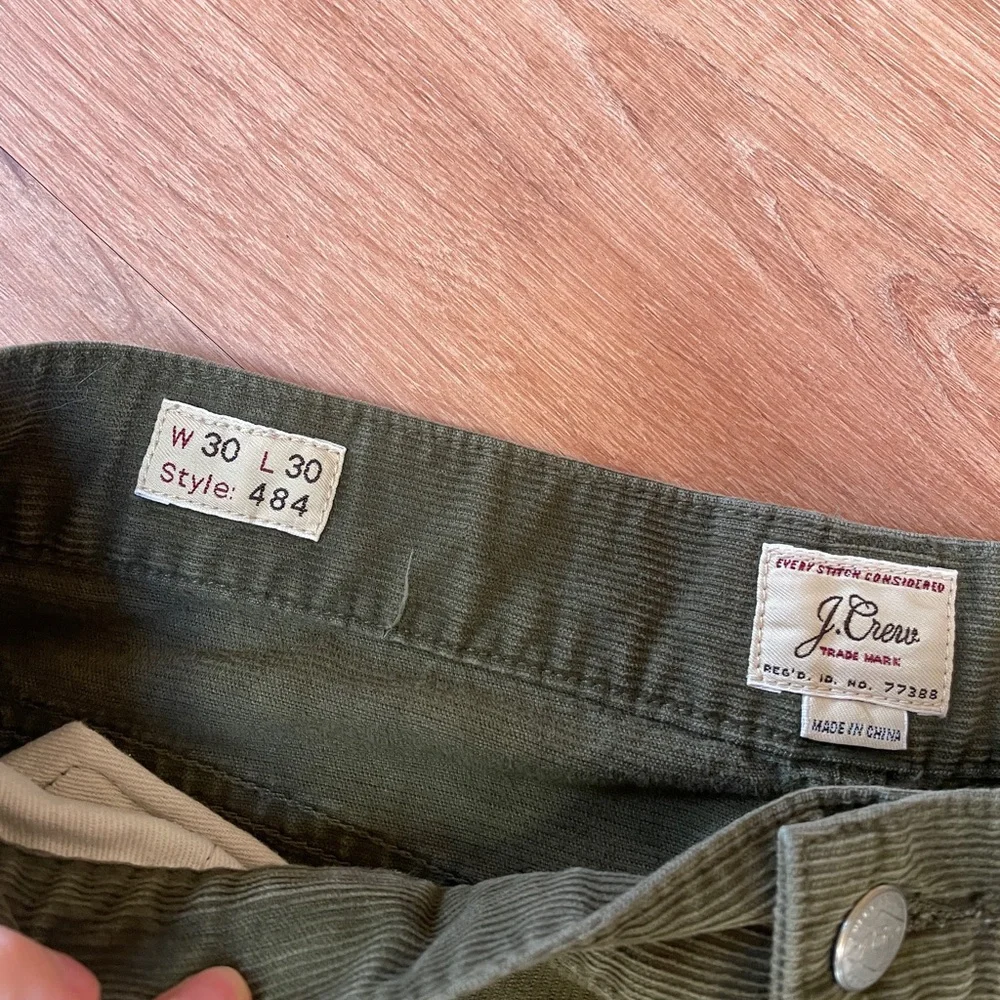 J Crew Mens Corduroy 484 Pants Size 30 x 30 Green Cords‎ Slim Leg Hip Thigh